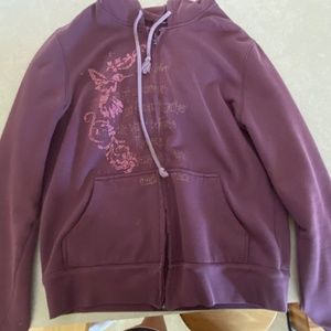 Purple Zip up sweatshirt with hummingbird